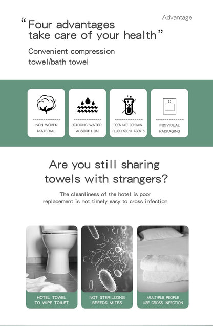 Premium Compressed Towel Tablets Disposable Towel Large Bath Towel Reusable Travel Towel for Hotel Camping Mountaineering Sports