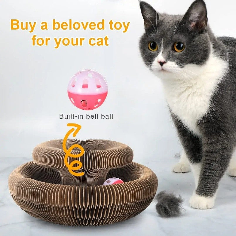 Brinquedo Dobrável Kitten Curl para Gatos Arranhador Mágico de Órgão Durável de Papelão Reciclável Cama para Gatos Arranhador Interativo