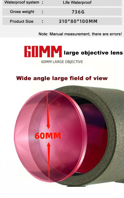 Luneta HD 25-75x60 para Tiro ao Alvo com Bolsa de Transporte Telescópio Monocular BAK4 Lente FMC para Caça Observação de Pássaros