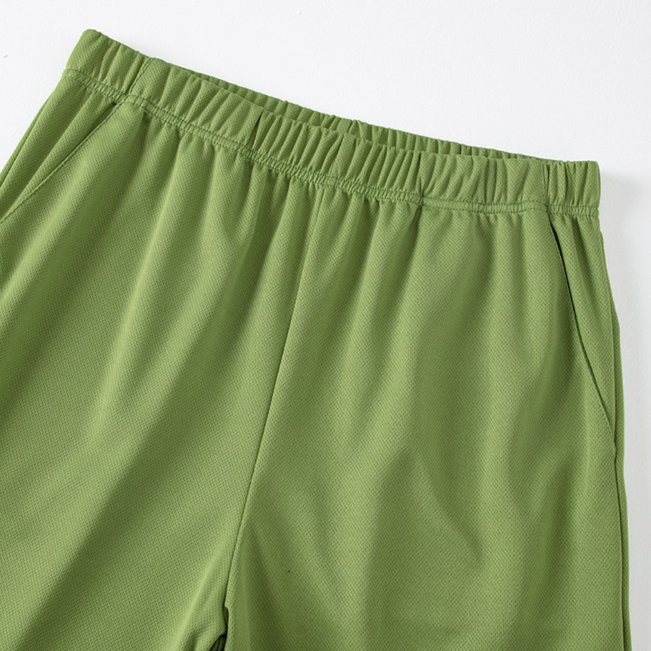 2-Piece Men's Summer Quick drying Sports Suit Loose And Breathable Short Sleeved T-shirt Running And Fitness Black Pocket Shorts