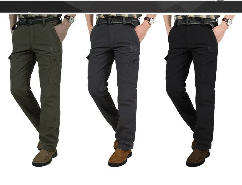 Winter Thick Pants Men Double Layer Fleece Cashmere Overalls High Quality Male Camouflage Trousers Warm Casual Cargo Pants