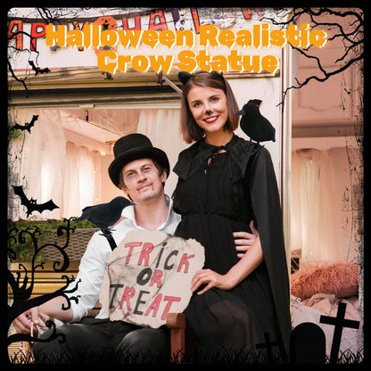 Halloween Realistic Crow Statue Shoulder Strap Style for Halloween Party Indoor Outdoor House Garden Decoration Christmas Party