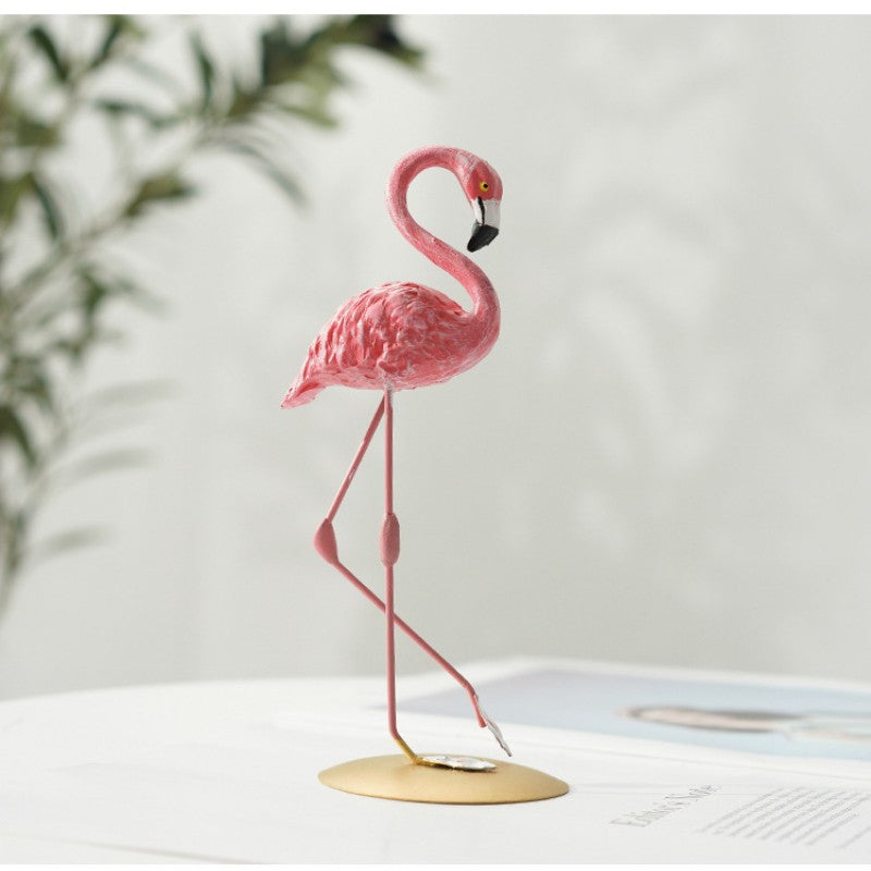 Nordic Home Decor Accessories Creative Resin Flamingo Figurines Pink Sculpture Animal Model Living Room Desktop Ornament Crafts