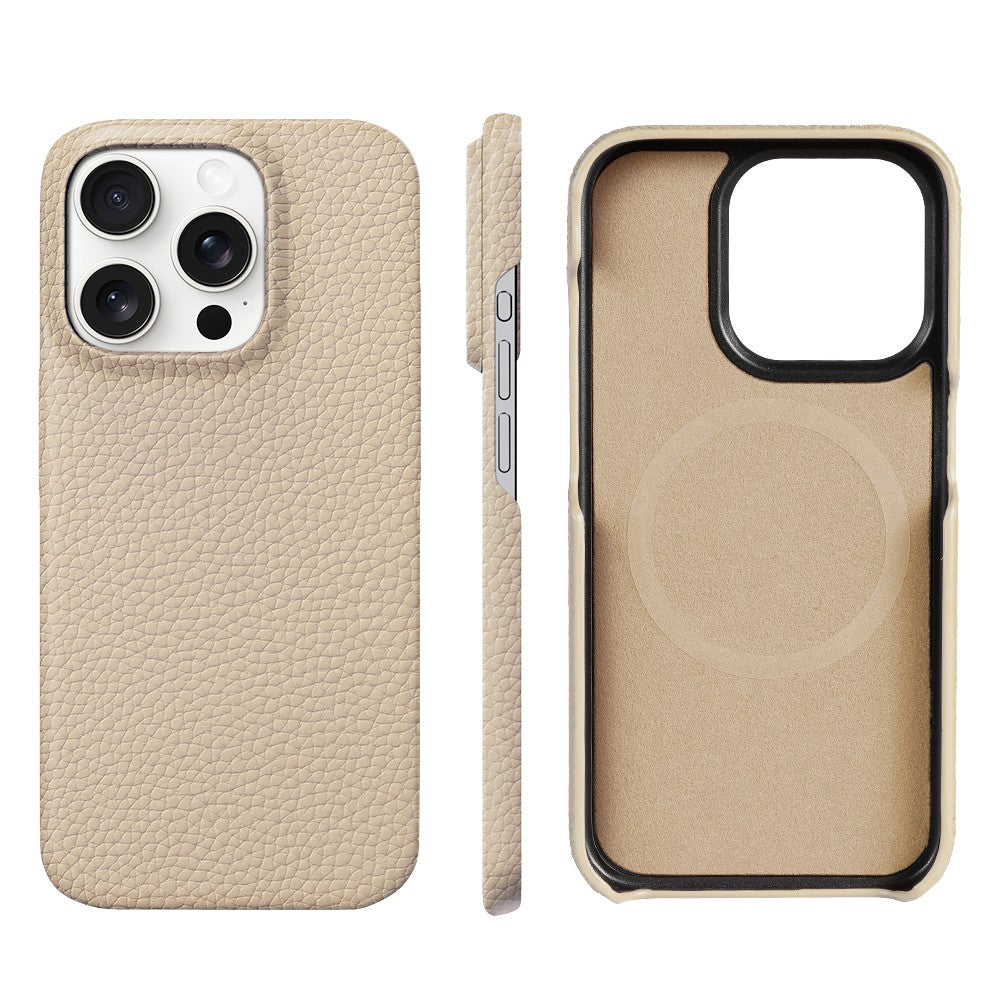 para Capa Magsafe para iPhone 17 15 16 Pro Max Air 17Pro Couro de Vaca Natural Lichia Protetor Magnético Capa Traseira de Luxo para Celular