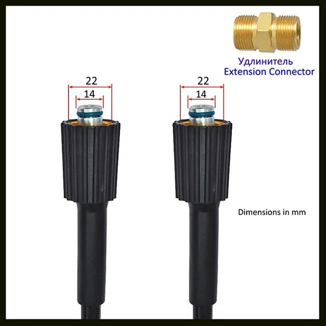 Mangueira Extensora de Água para Lavadora de Alta Pressão, de Comprimento Personalizável, M22-PIN14mm 15mm para Pistola de Lavagem de Carros de Alta Pressão