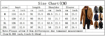 Sobretudo Masculino de Inverno Engrossado Manga Longa Casual de Negócios Quebra-vento Masculino Gola Virada Abotoamento Duplo Jaqueta Masculina Confortável