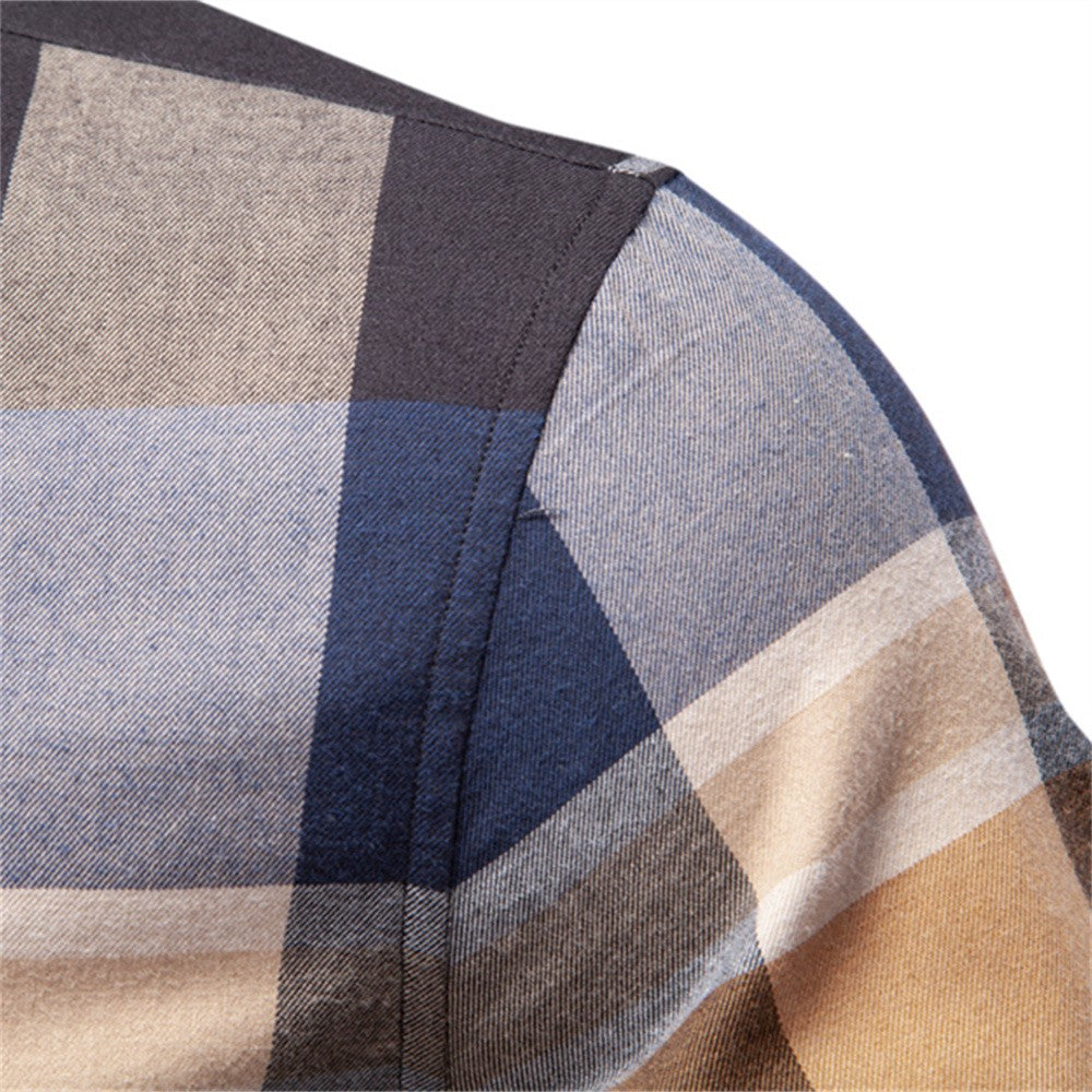 AIOPESON Men's Classic Plaid Shirt 100% Cotton Long Sleeve Autumn Winter Thicken Office Formal Business Executive Shirts