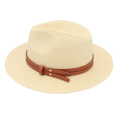 Summer Straw Sun Hat Panama Hats Grass Knitted Gift Hat Breathable Leisure Jazz Hat European American Style Straw Hat Beach Caps