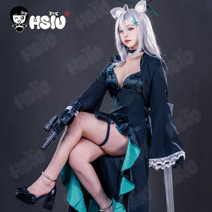 Sunaokami Shiroko Cosplay Peruca Fibra sintética de vestuário Peruca de cosplay de Blue Archive?HSIU ?Peruca longa prata acinzentada+Touca de peruca