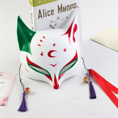 New Fashion Anime Fox Mask Hand-Painted Half Face Cat Mask With Tassels Bell Halloween Masquerade Party Festival Cosplay Gift