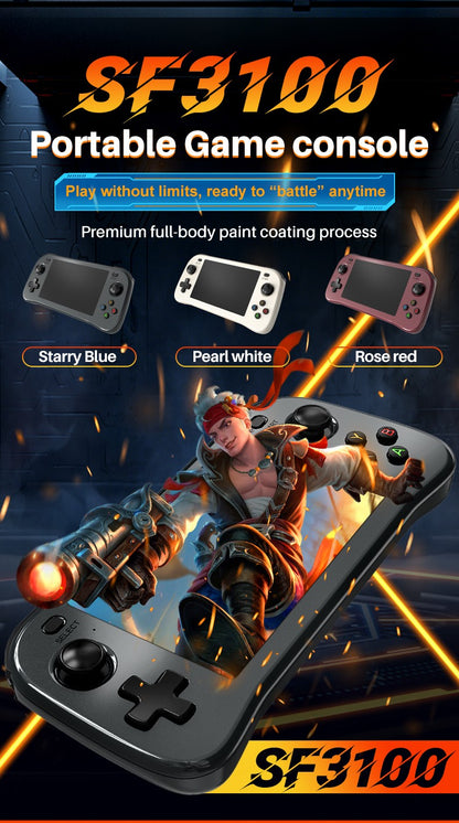 SF3100 Retro Handheld Video Game Console Classic Games Pocket Player 4.5 Inch IPS Screen 3000mAh Portable Linux System SF3000