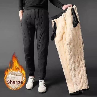 Ladies Thickened Cotton Pants Winter Outdoor Wear Lamb Velvet Fleece Lined Loose Casual Warm Slimming Snow Pants