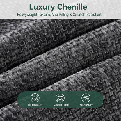 Cloud Modular Sectional Couch 4 Seater Convertible Chenille Sofa Set with Ottoman 130 Inch Living Room Furniture