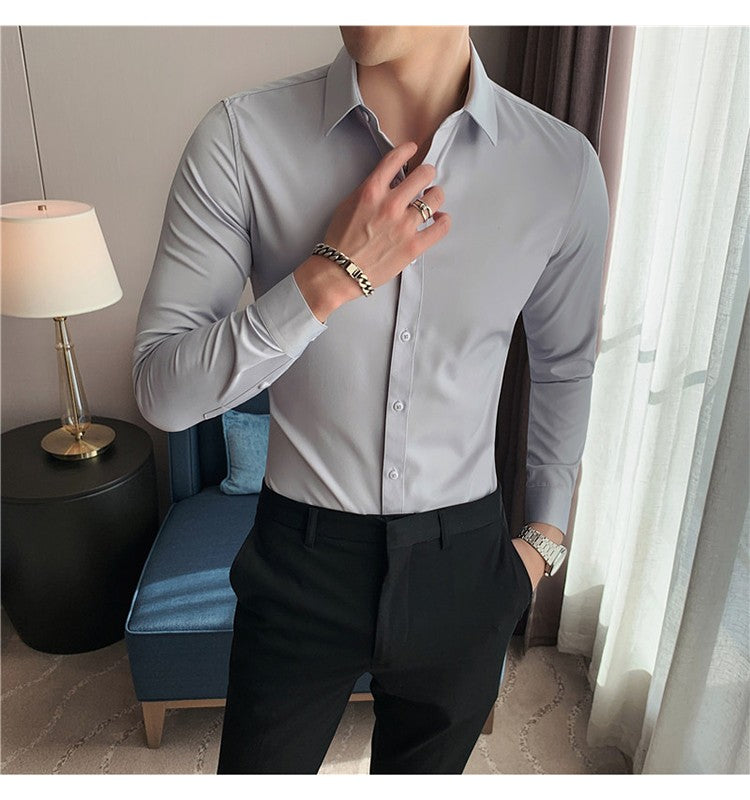 Plus Size S-7XL High Quality Men Dress Shirt 2024 Autumn Long Sleeve Solid Business Slim Shirts Homme Dress Social Casual Shirt