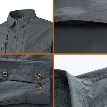 Spring Autumn Tactical Shirts Men Work Long Sleeve Shirt Outdoor Combat Multi-pocket Quick Dry Cargo Camping Long-sleeved Shirts