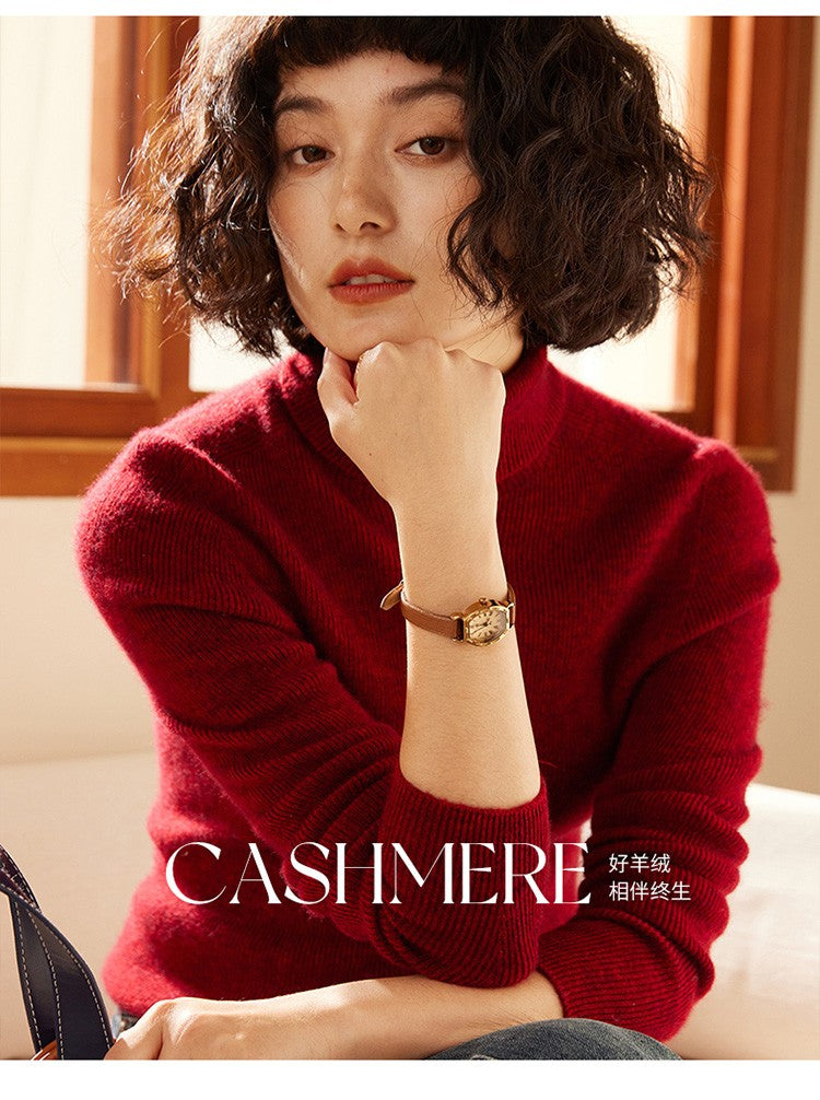 Autumn and Winter New Women's Sweater 100% Pure Cashmere High Collar Hoodie Knitted Basic Style Hot Selling Women's Top
