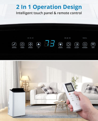 Ar-condicionado portátil, Unidade de AC portátil de 14.000 BTUs 3 em 1: Resfriamento, Desumidificador e Ventilador, Ar-condicionado portátil de pé