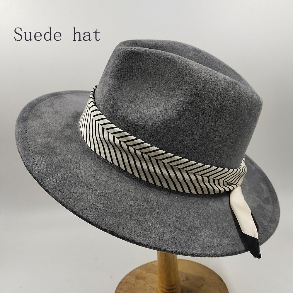 Chapéu Fedora Pintado à Mão Masculino e Feminino Chapéu Panamá Moda Primavera Outono com Pena Envolta Chapéu Fedora de Lã com Aba Grande