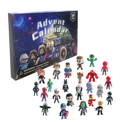 Marvel Christmas Advent Calendar Box Disney Mini Q Version Hulk Anime Figure Spiderman Iron Man Kids Toys 24pcs Figure Gift Box
