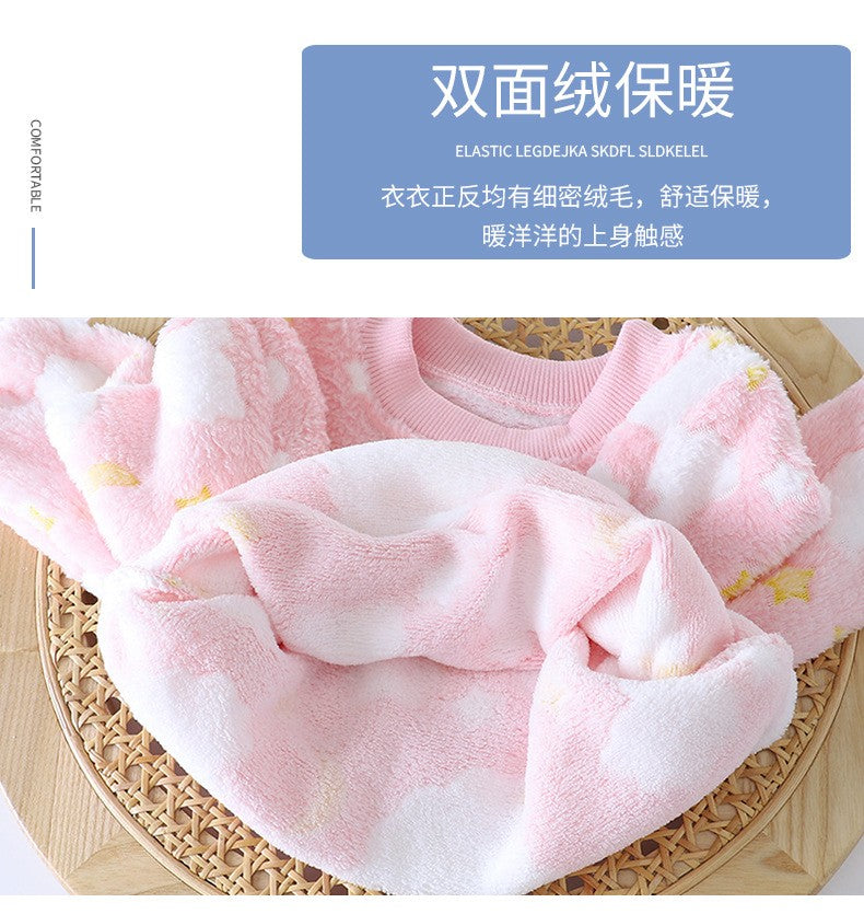 Winter Kids Pajama Set Thick Flannel Sleepwear for Boys and Girls, Warm Fleece Lined Homewear for Toddlers and Children