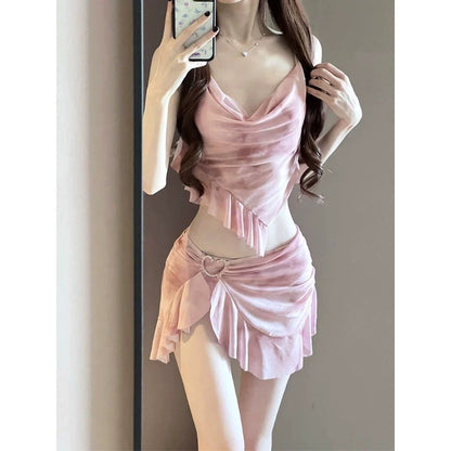 Summer Elegant 3-Piece Bikini Set Women Advanced Feeling Swimsuit Cover-Up Skirt Thailand Beach Vacation Sexy Bathing Suit