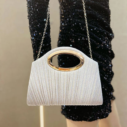 Evening Bag Ladies Pleated Party Lightweight Clutches for women solid silver black champagne handbags