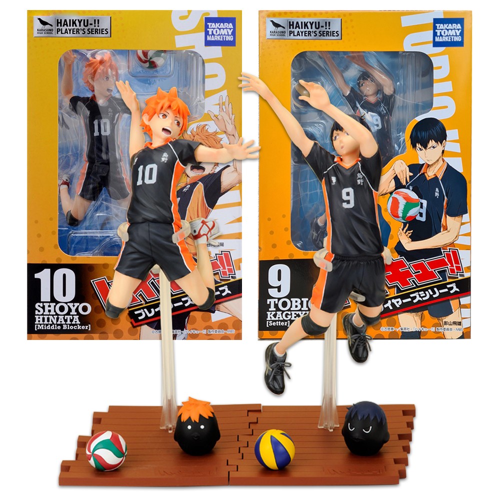 26CM Anime Haikyuu Tobio Kageyama Shoyo Hinata Figura Competição Nacional Pose de Salto na Rede 1/8 Modelo Brinquedo Presente Figura de Ação