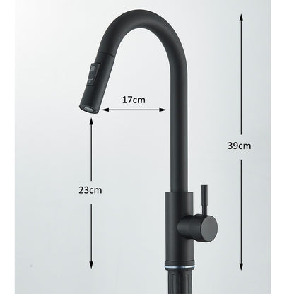 Torneira Misturadora de Cozinha Monocomando Quente e Frio com Bico Extensível e Duas Funções, Montada na Bancada