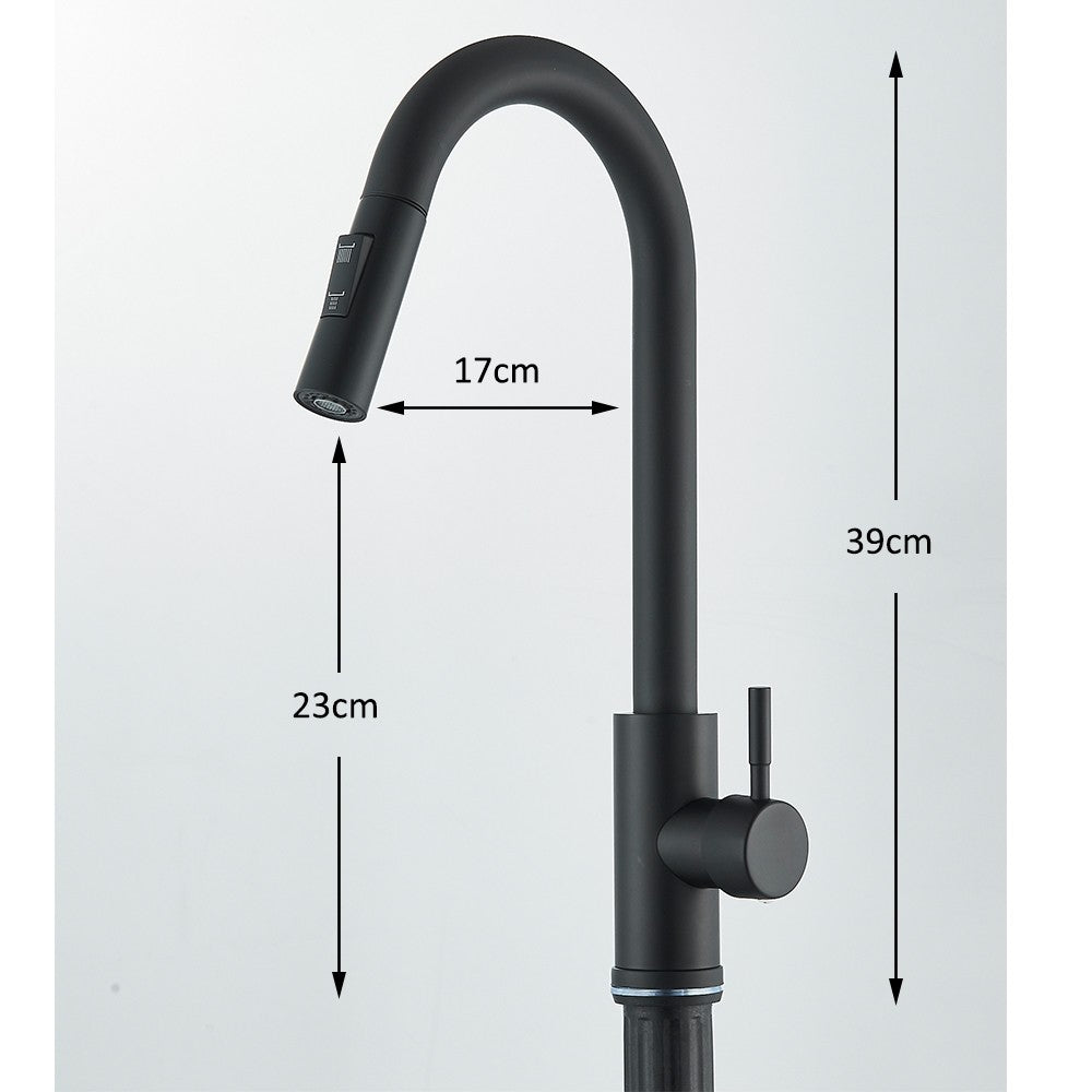 Torneira Misturadora de Cozinha Monocomando Quente e Frio com Bico Extensível e Duas Funções, Montada na Bancada