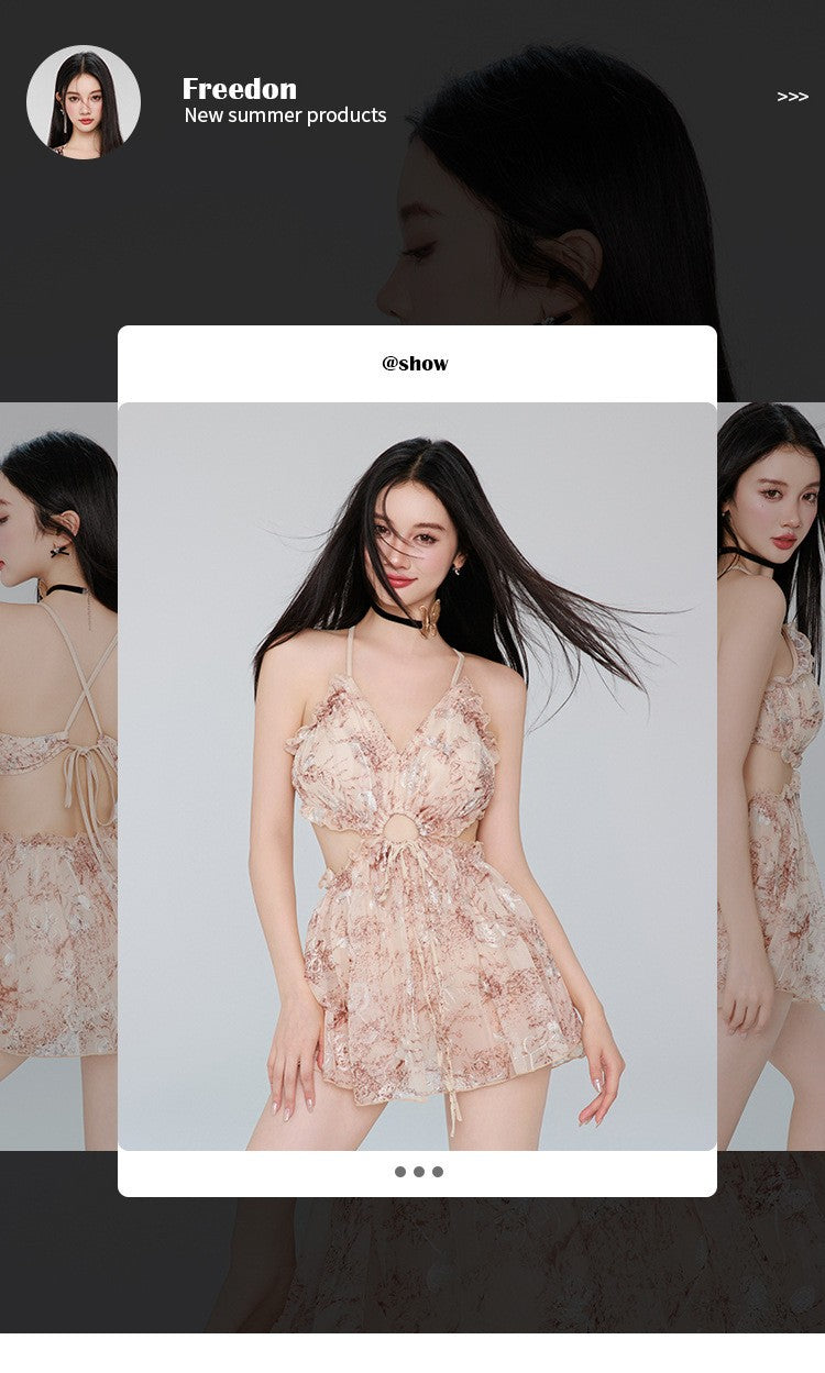 Ladies' One-piece Dress Style, High-end Sexy Backless Fairy-like Beach and Hot Spring Resort Swimsuit Breathable for Women