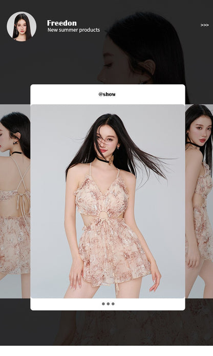 Ladies' One-piece Dress Style, High-end Sexy Backless Fairy-like Beach and Hot Spring Resort Swimsuit Breathable for Women