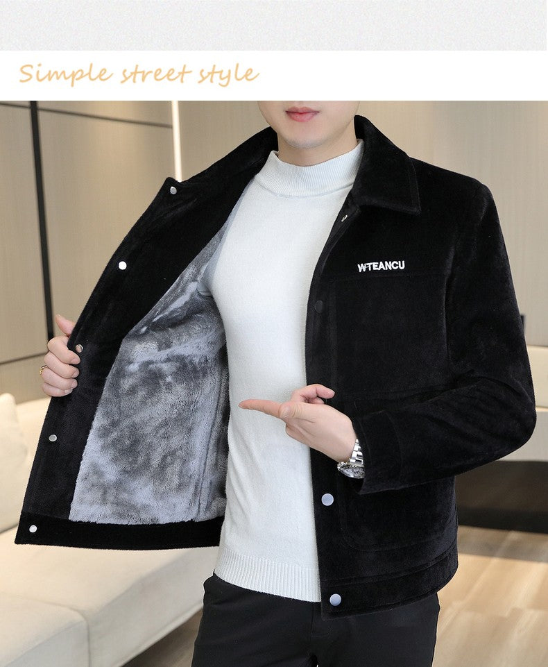 2022 Winter Wool Blends Jacket Plush Velvet and Short Thicken Trench Coat Casual Business Woolen Overcoat Social Men Clothing