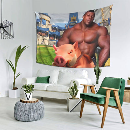 VIKAMA Theme Hog Rider Tapestry Fun Creative Design Tapestry Living Room Bedroom Party Atmosphere Decoration Home Decoration