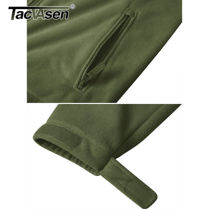 TACVASEN Winter Windproof Fleece Jackets Full Zip Mens Winter Jacket Multi-Pockets Work Coats Hiking Windbreaker Climbing Parka