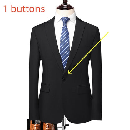 Blazer New Men's Fashion Business Solid Color British Style Professional Work Groom Wedding Dress Best Man Blazer Jacket