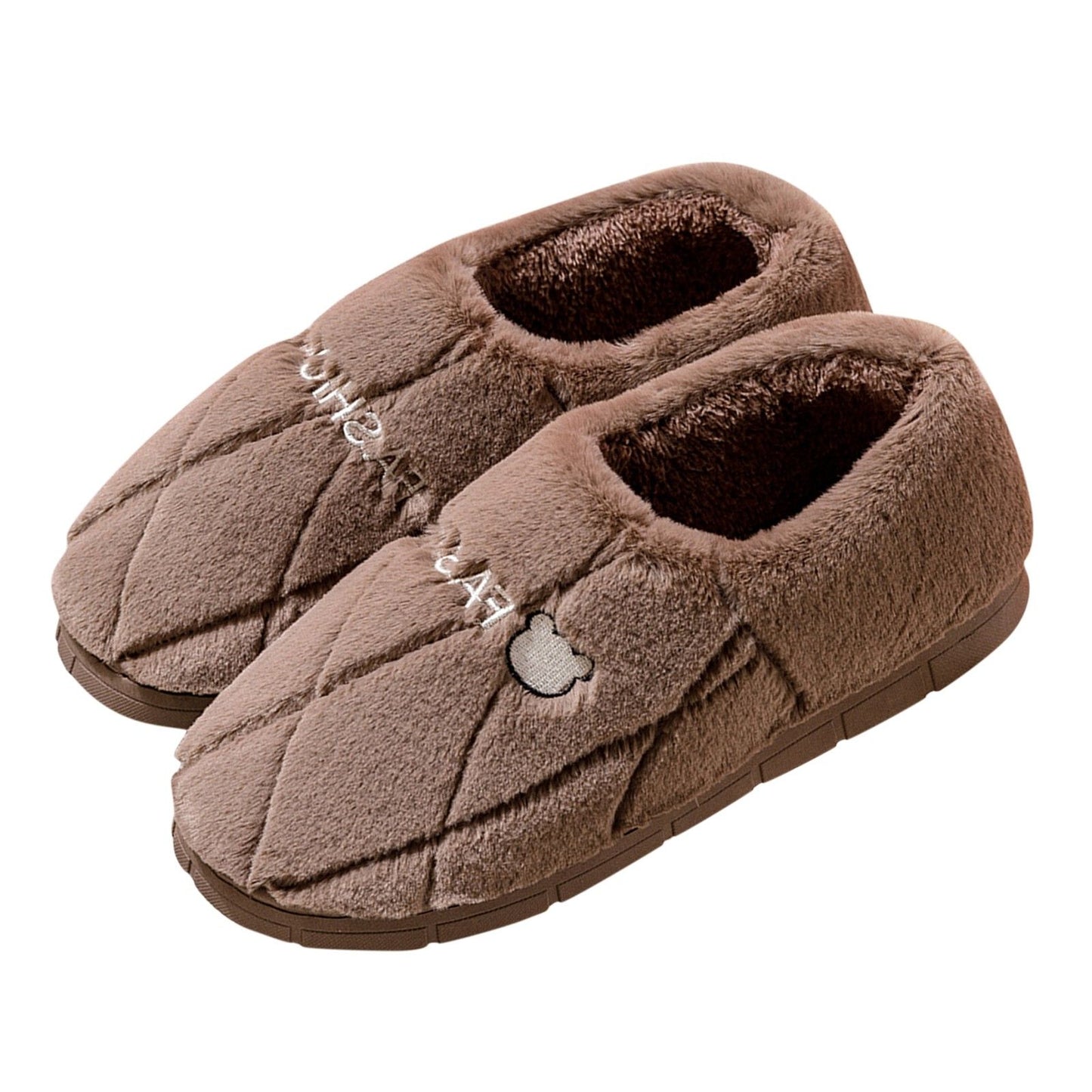 Men Casual Soft Fur Furry Couples Warm Home Baotou Plush Soft Bottom Comfortable Solid Color Men Winter Cotton Slippers  ???