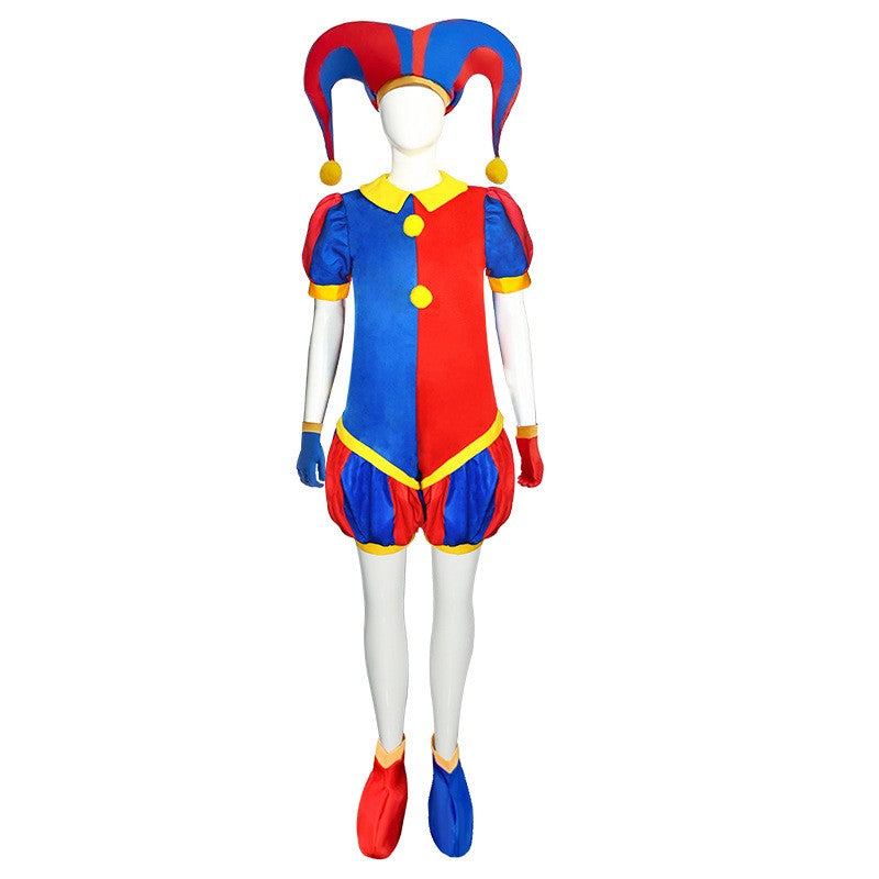 Circus Pomni Cosplay Costume with Hat Gloves Halloween Costumes Carnival Outfits(SIZE 140cm-180cm)