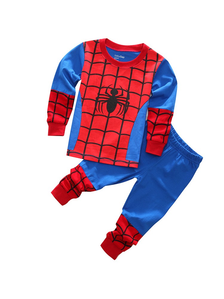 Children's Pyjamas Spider Set Kids Sleepers Boys Girls Cartoon Long Sleeve Sleepwear 2-7T