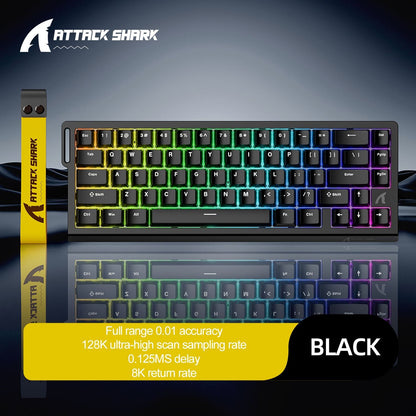 Teclado com Switch Magnético ATTACK SHARK X68HE Com Fio e FREEWOLF F68 Com Fio F68Pro Sem Fio para Jogos Profissionais 8K Hz 0,01mm Gatilho Rápido