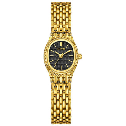 LIGE Golden Women Wristwatch Small Dial Ladies Gold Watch Bracelet Jewelry Quartz Lady Watch Compact Stylish Luxury Women Watch