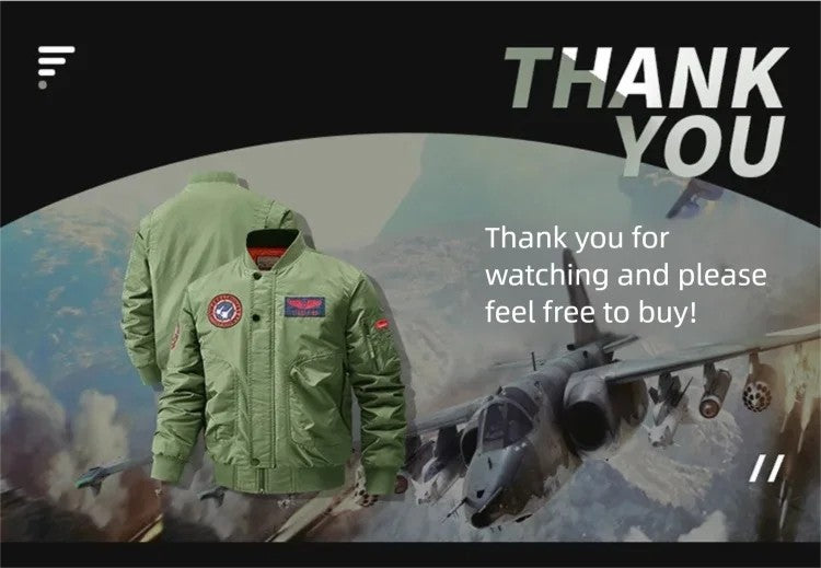 Unisex Winter Thicken Warm Bomber Jacket Air Force Style Flight Parkas Coat with Cotton Embroidery Casual Outwear for Men