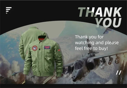 Unisex Winter Thicken Warm Bomber Jacket Air Force Style Flight Parkas Coat with Cotton Embroidery Casual Outwear for Men