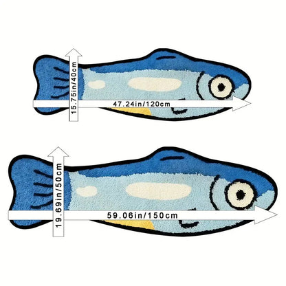 VIKAMA Blue Cartoon Salted Fish Carpet Soft And Washable Home Decor, Suitable For Rooms, Bedrooms, Entrances, And Kitchens