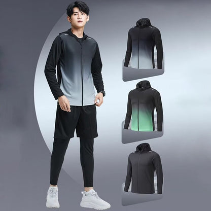 Quick Dry Men's Cycling Jacket Sports Running Outdoor Fitness Hooded Waterproof Motorcyclist Coat Gym Outdoor Skin Windbreaker