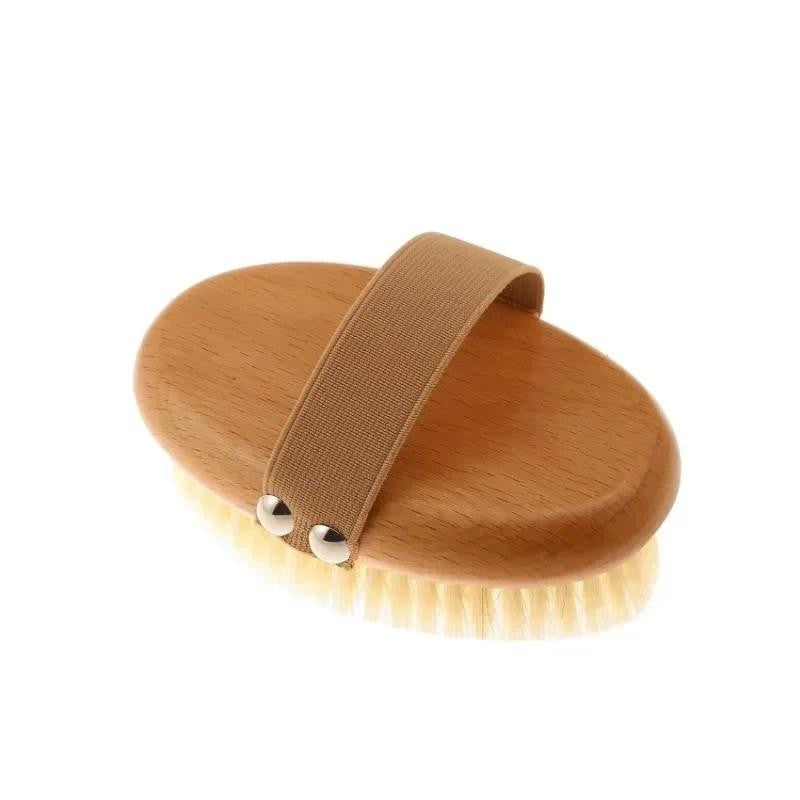Natural Bristle Brush Soft Wet Dry Skin Body SPA Bath Massager Home