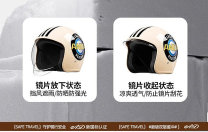 Capacete de motocicleta elétrica AD para homens e mulheres Certificação GB geral Capacete de carro a bateria Capacete meio-aberto de inverno quente