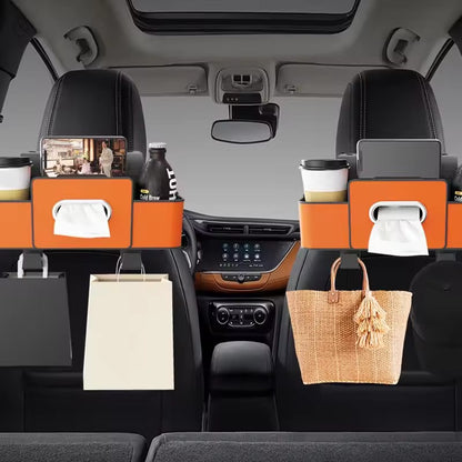 Organizador de Banco Traseiro de Carro Multifuncional Couro Bolsa de Armazenamento Interior de Carro Suporte de Copo de Água Acessórios Automotivos