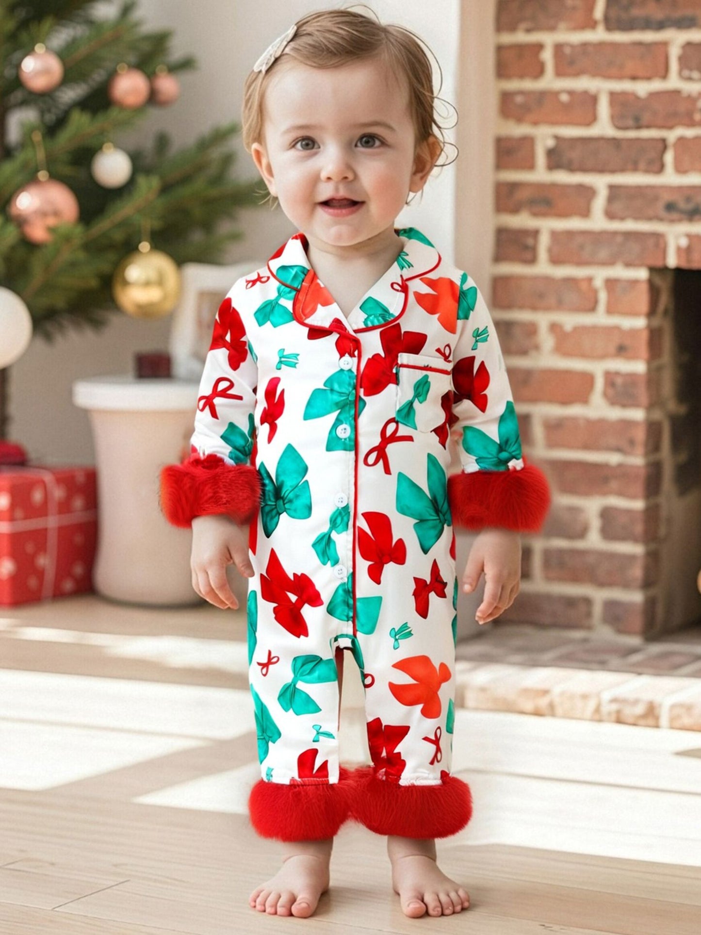 Citgeett Autumn Infant Baby Girls Jumpsuit Long Sleeve Bow Print Button Patchwork Casual Romper Fall Clothes