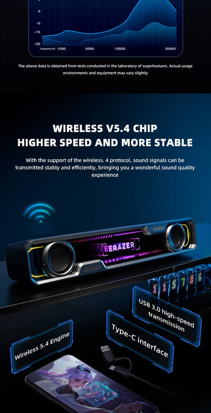 Lenovo Wired Bluetooth Speaker RGB Colorful Abyss light Effect Dual Speakers Dual Bass Diaphragm HIFI Stereo Surround Sound W108