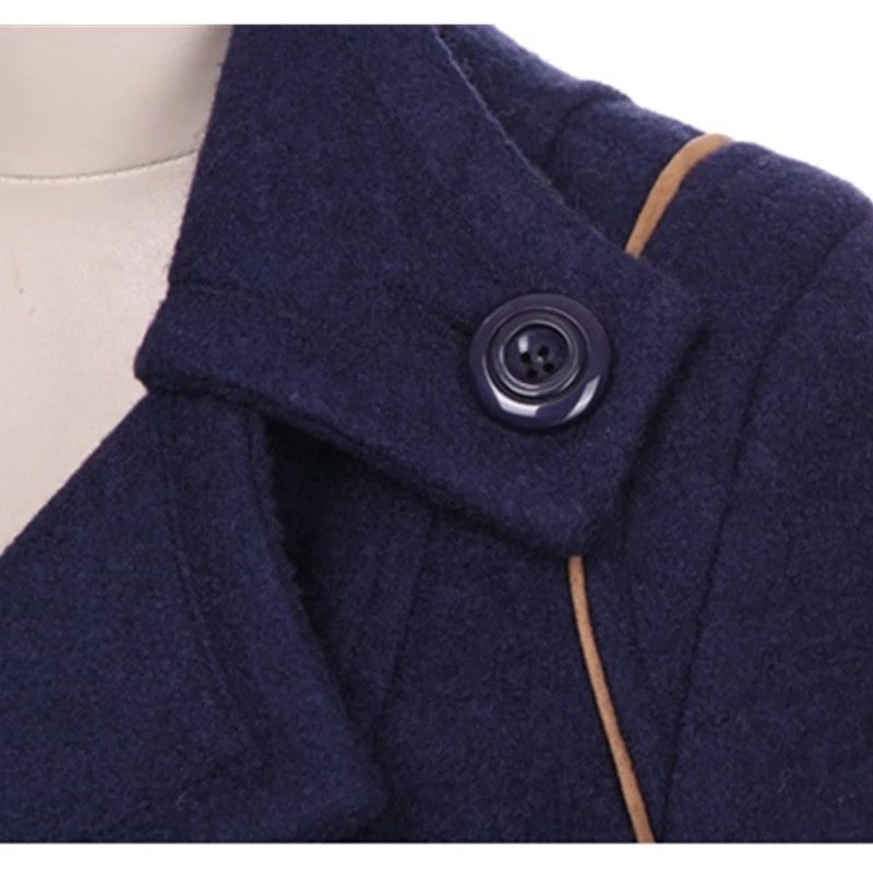 Autumn Winter Women Wool Coat 2024 Ladies Woolen Long Coat Female Fashion Slim-fit Double-Breasted Jacket with Belt S-3XL